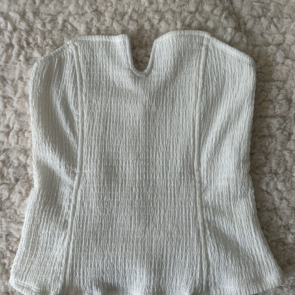 NWT Anthro White Strapless Top